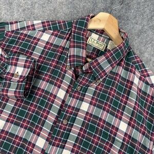 Vintage LL Bean Shirt Mens Large Plaid Button Down Made USA Classic